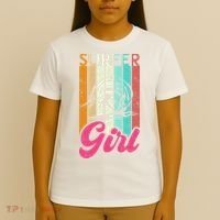 Surfer Girl Surfboard Women Surf Ocean Retro Surfing T-Shirt thumb 4