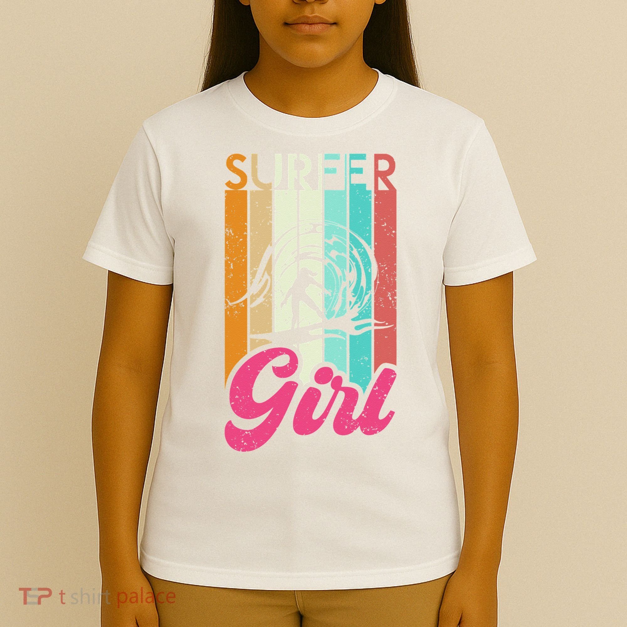 Surfer Girl Surfboard Women Surf Ocean Retro Surfing T-Shirt