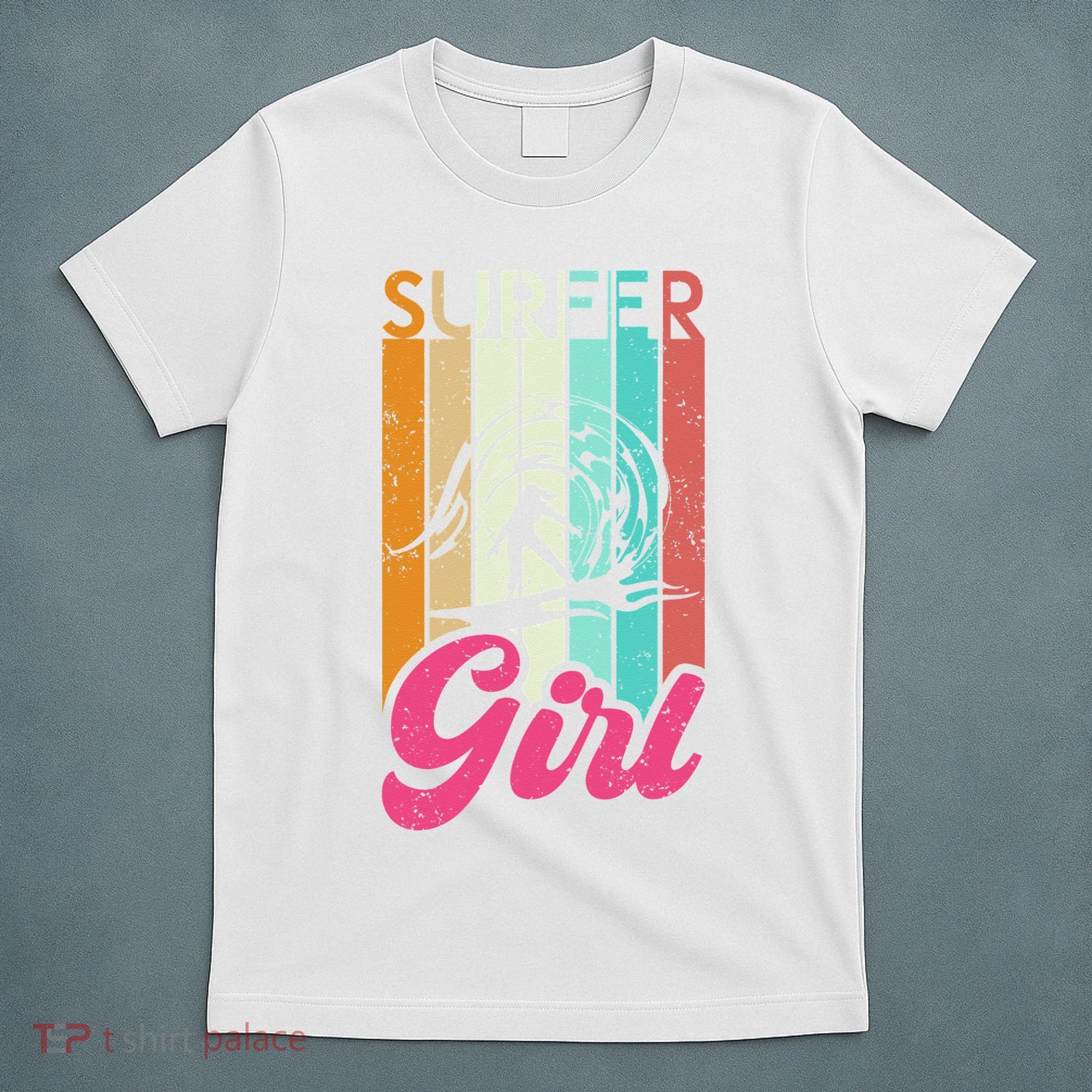 Surfer Girl Surfboard Women Surf Ocean Retro Surfing T-Shirt