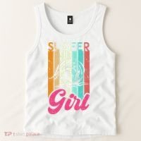 Surfer Girl Surfboard Women Surf Ocean Retro Surfing Tank Top thumb 2
