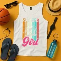 Surfer Girl Surfboard Women Surf Ocean Retro Surfing Tank Top thumb 4