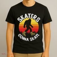 Skaters Gonna Skate Funny Bigfoot Roller Skater Skating Love T-Shirt thumb 3