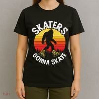 Skaters Gonna Skate Funny Bigfoot Roller Skater Skating Love T-Shirt thumb 4