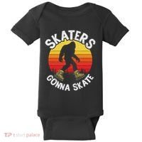 Skaters Gonna Skate Funny Bigfoot Roller Skater Skating Love Baby Bodysuit thumb 0