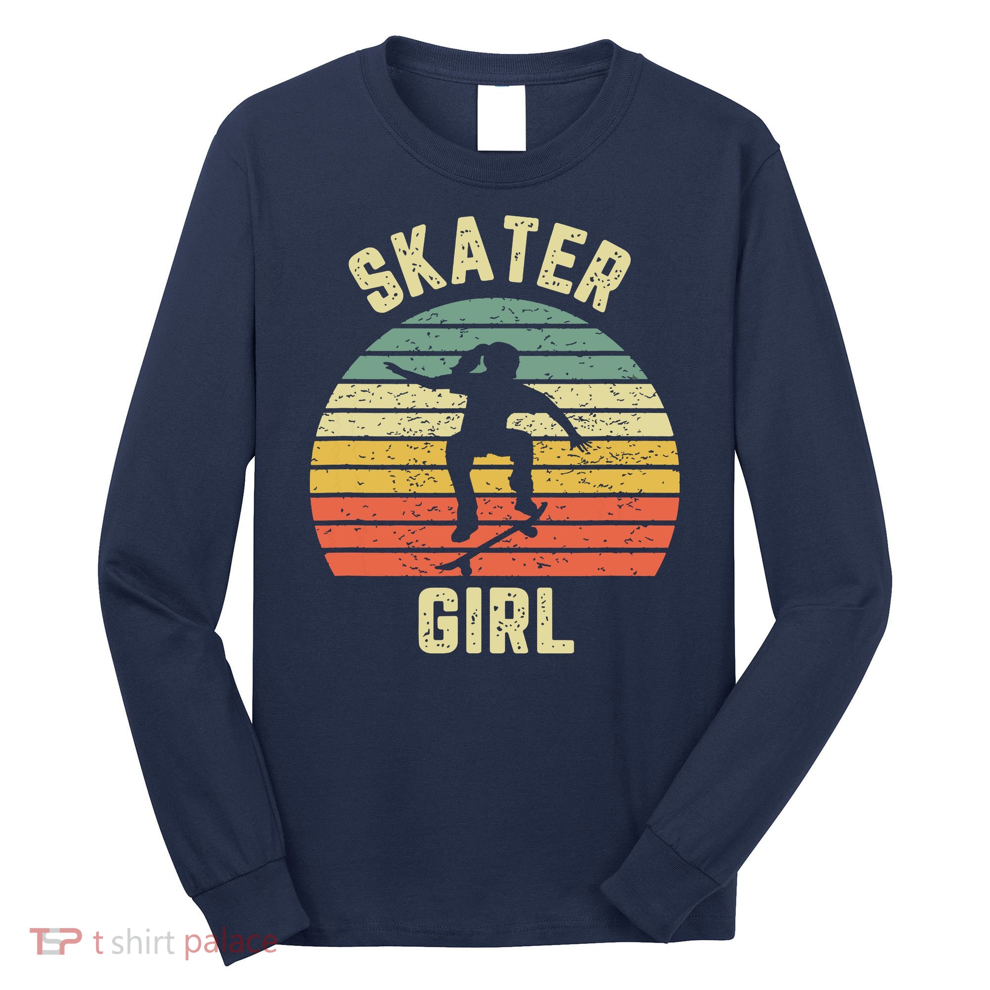 Skater Girl Skateboarder Girl Retro Skateboarding Gift Long Sleeve Shirt