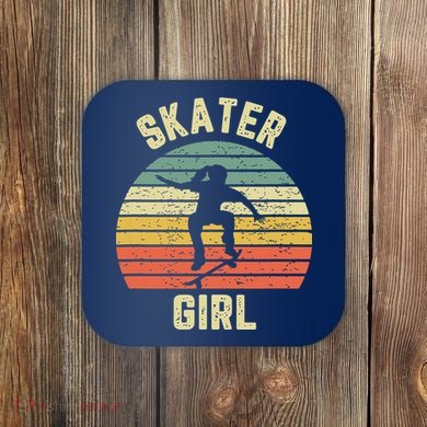 Skater Girl Skateboarder Girl Retro Skateboarding Gift Coaster