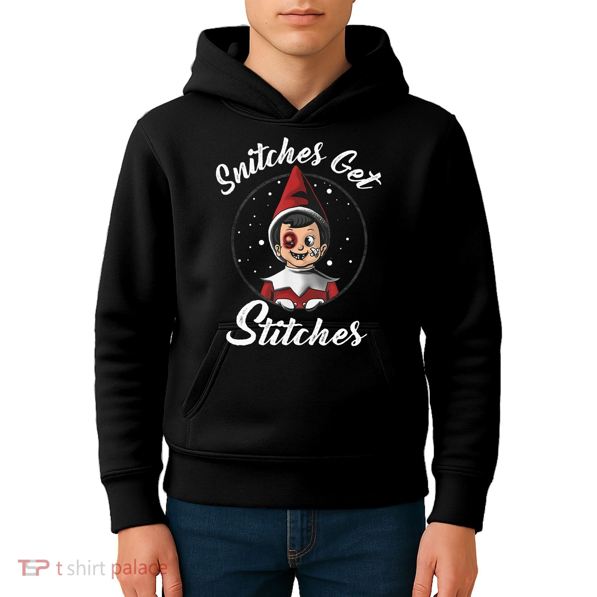 Snitches Get Stitches The Elf Xmas Snitches Get Stitches Kids Hoodie