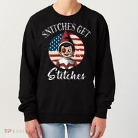 Snitches Get Stitches Funny US Flag Christmas Women's Sweatshirt thumb 0