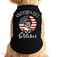 Snitches Get Stitches Funny US Flag Christmas Doggie Tank thumb 0