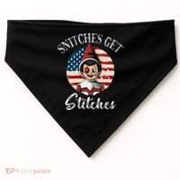 Snitches Get Stitches Funny US Flag Christmas USA-Made Doggie Bandana thumb 0