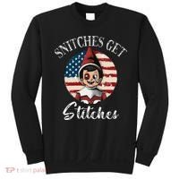 Snitches Get Stitches Funny US Flag Christmas Sweatshirt thumb 0