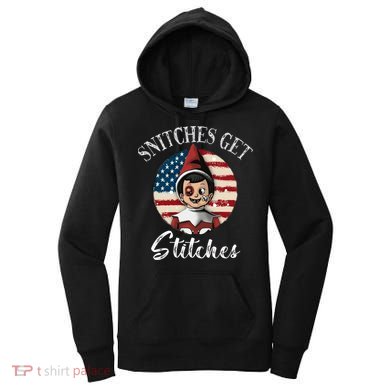Snitches Get Stitches Funny US Flag Christmas Women's Hoodie