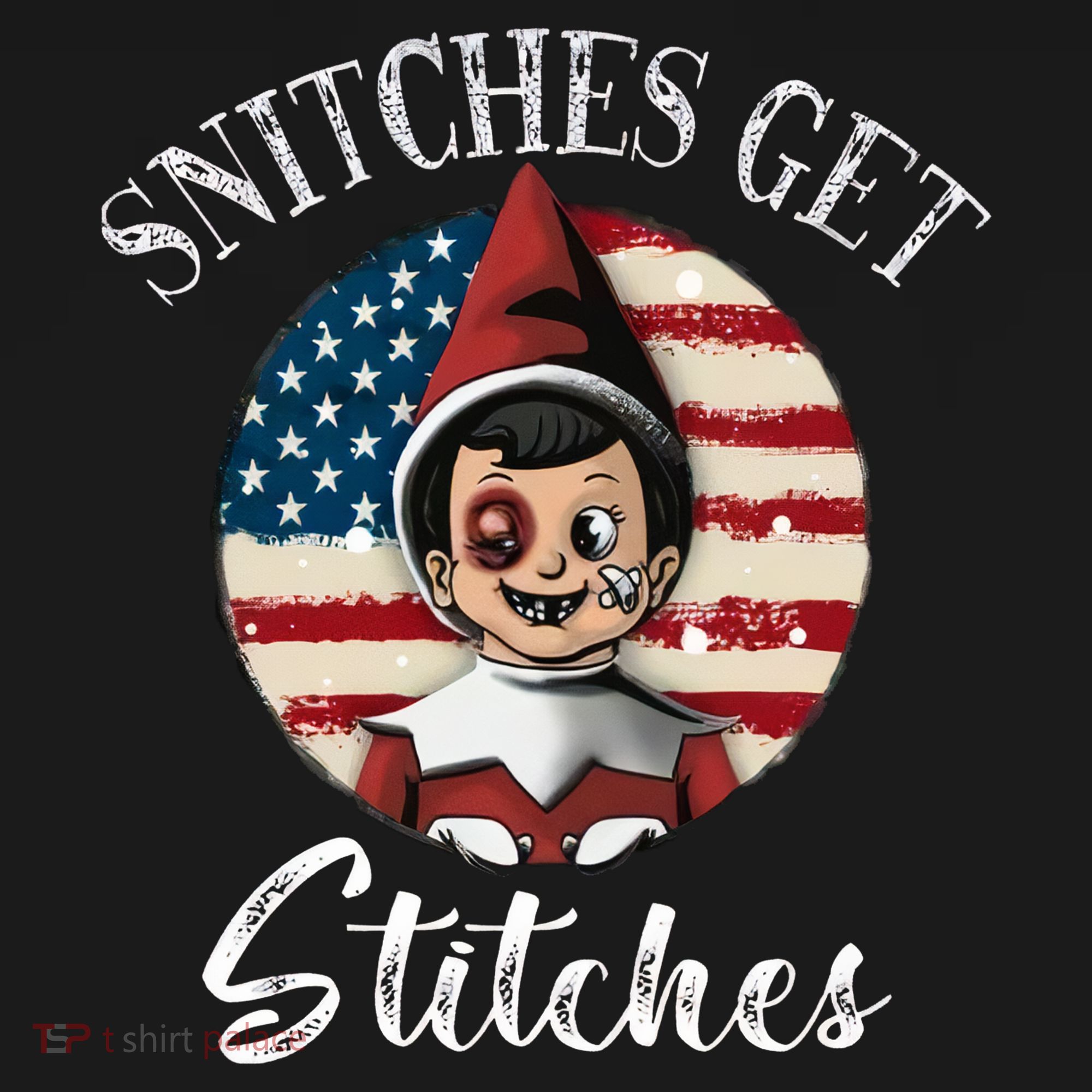 Snitches Get Stitches Funny US Flag Christmas Mousepad