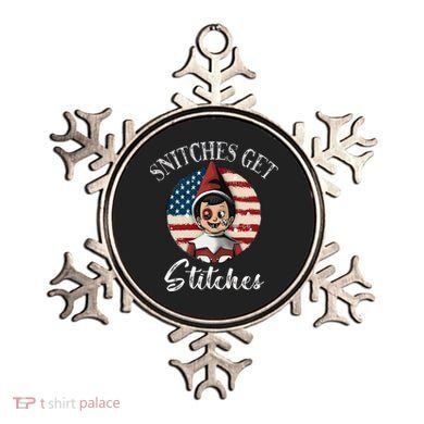 Snitches Get Stitches Funny US Flag Christmas Ornament