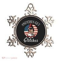 Snitches Get Stitches Funny US Flag Christmas Ornament thumb 0