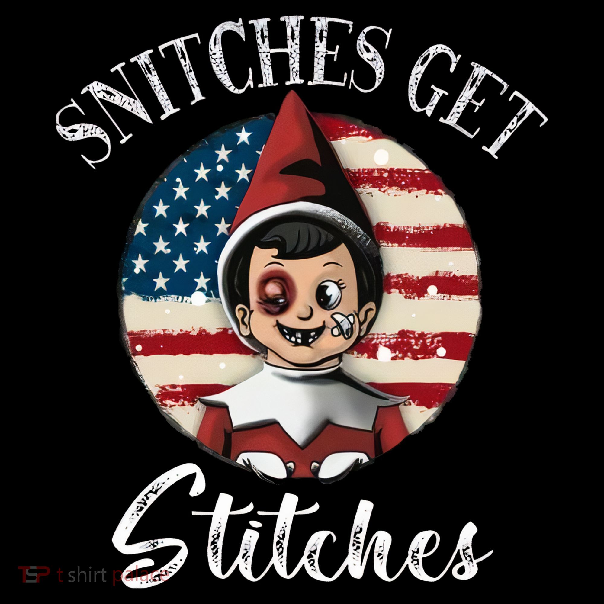 Snitches Get Stitches Funny US Flag Christmas Women's Tank Top