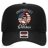 Snitches Get Stitches Funny US Flag Christmas Hat thumb 0