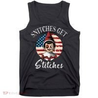 Snitches Get Stitches Funny US Flag Christmas Tank Top thumb 0