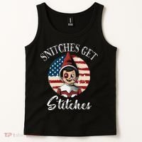 Snitches Get Stitches Funny US Flag Christmas Tank Top thumb 2