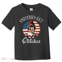 Snitches Get Stitches Funny US Flag Christmas Toddler T-Shirt thumb 0