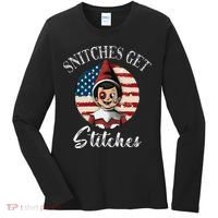 Snitches Get Stitches Funny US Flag Christmas Women's Long Sleeve Shirt thumb 0
