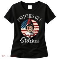 Snitches Get Stitches Funny US Flag Christmas Women's T-Shirt thumb 0