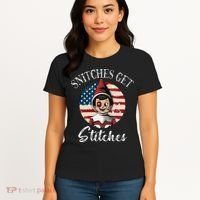 Snitches Get Stitches Funny US Flag Christmas Women's T-Shirt thumb 4