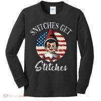 Snitches Get Stitches Funny US Flag Christmas Kids Long Sleeve Shirt thumb 0