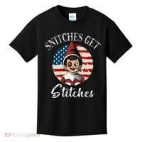 Snitches Get Stitches Funny US Flag Christmas Kids T-Shirt thumb 0