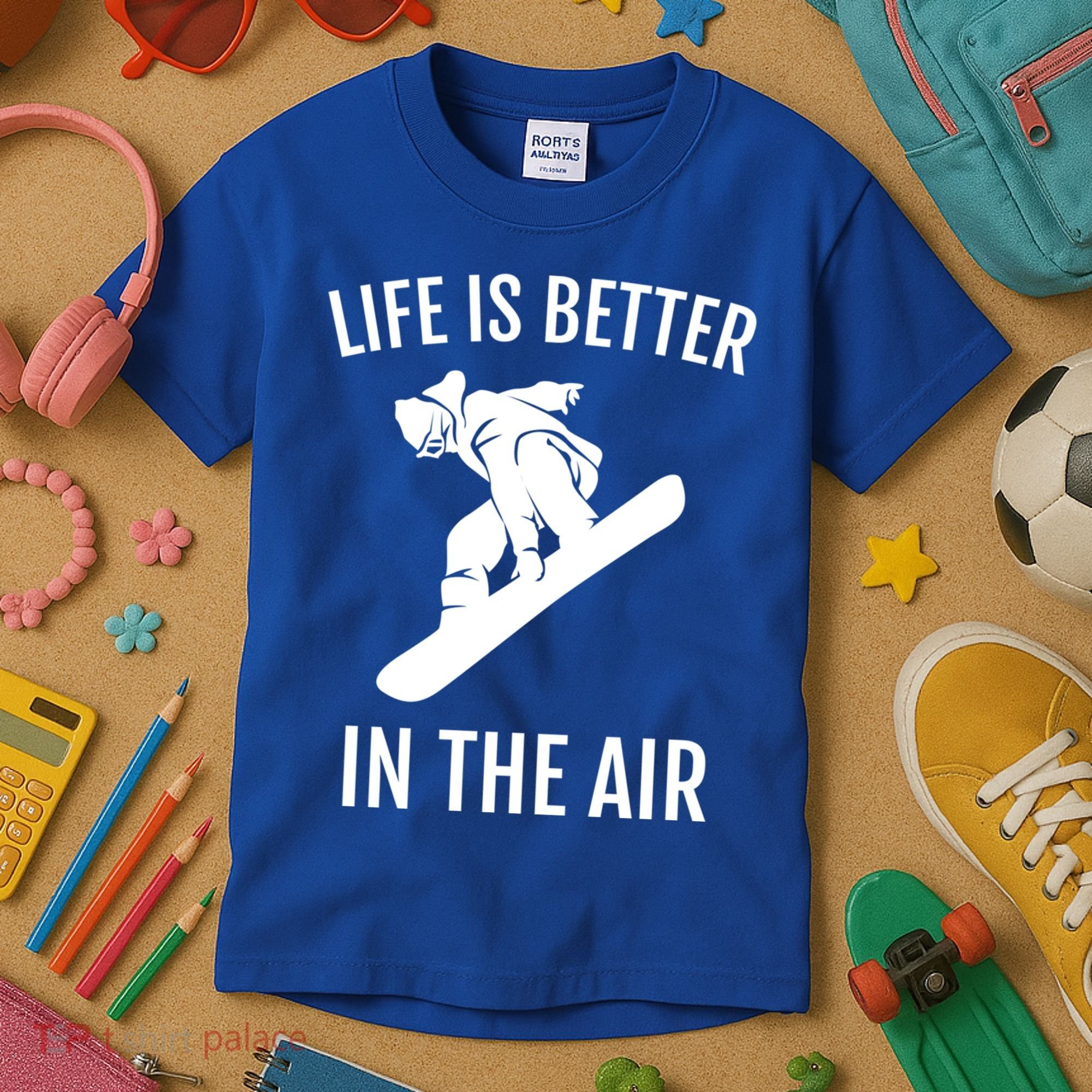 Snowboard Graphic Snowboarding Life Is Better In The Air Gift Kids T-Shirt
