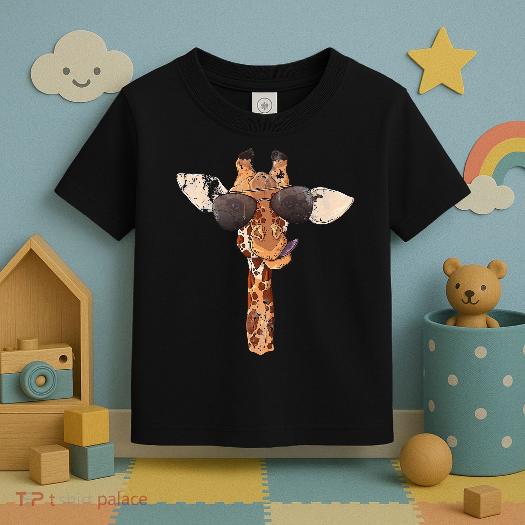 Sunglasses Giraffe Toddler T-Shirt