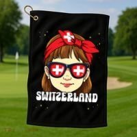 Swiss Girl Switzerland Golf Towel thumb 1