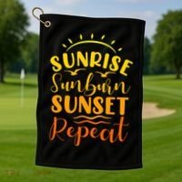 Summer Gift Sunrise Sunburn Sunset Repeat Gift Golf Towel thumb 1