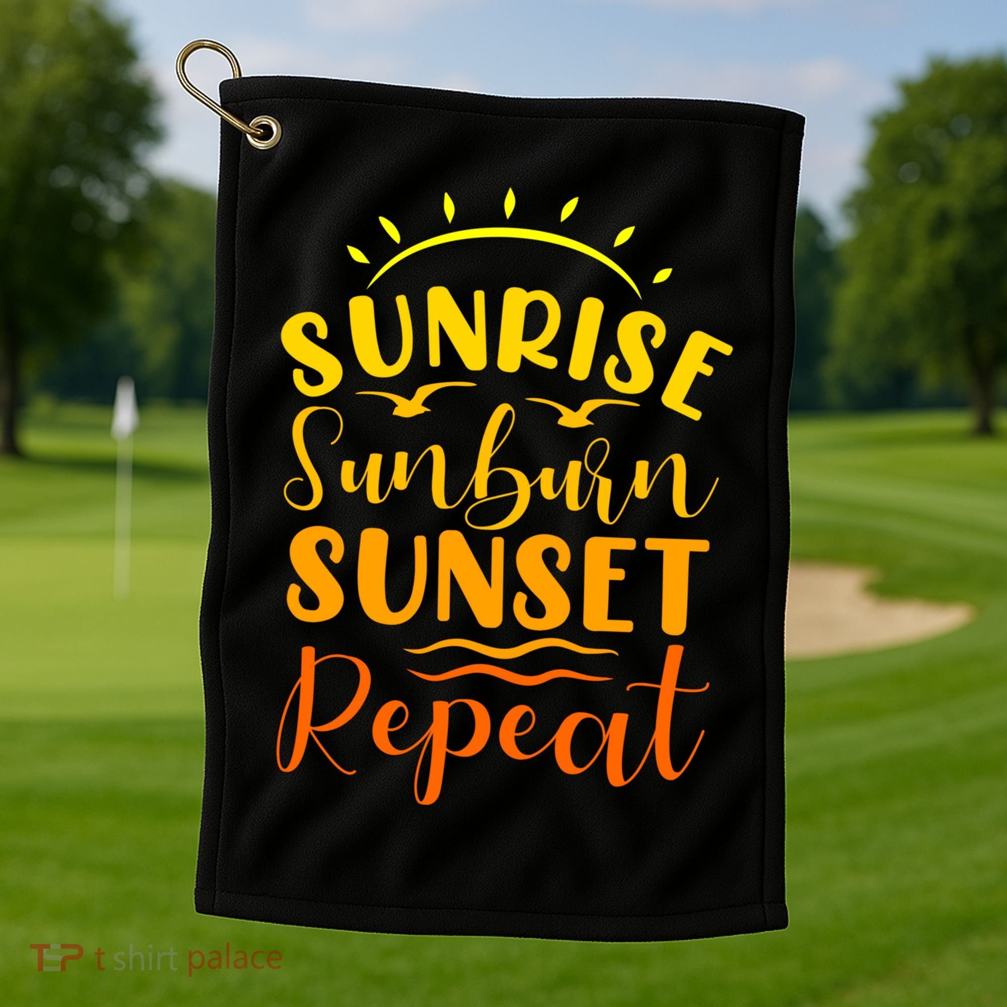 Summer Gift Sunrise Sunburn Sunset Repeat Gift Golf Towel