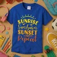 Summer Gift Sunrise Sunburn Sunset Repeat Gift Kids T-Shirt thumb 3