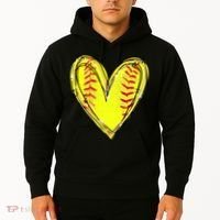 Softball Game Softball Heart Day Softball Lovers Hoodie thumb 2