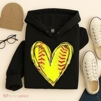Softball Game Softball Heart Day Softball Lovers Hoodie thumb 4