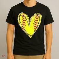 Softball Game Softball Heart Day Softball Lovers T-Shirt thumb 3