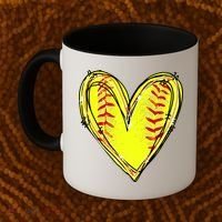 Softball Game Softball Heart Day Softball Lovers Coffee Mug thumb 2