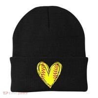 Softball Game Softball Heart Day Softball Lovers Beanie thumb 0