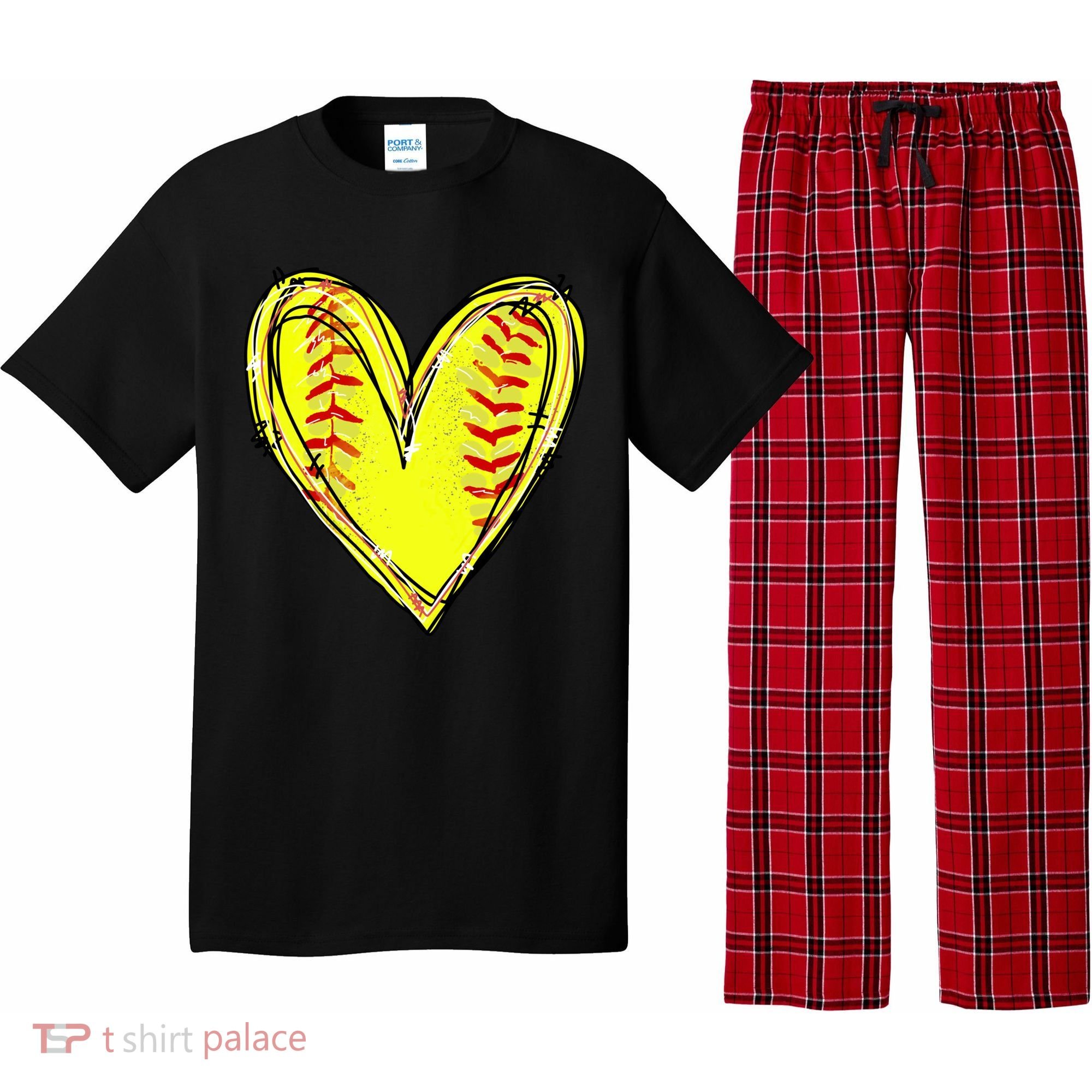 Softball Game Softball Heart Day Softball Lovers Pajama Set