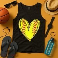 Softball Game Softball Heart Day Softball Lovers Tank Top thumb 4