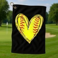 Softball Game Softball Heart Day Softball Lovers Golf Towel thumb 1