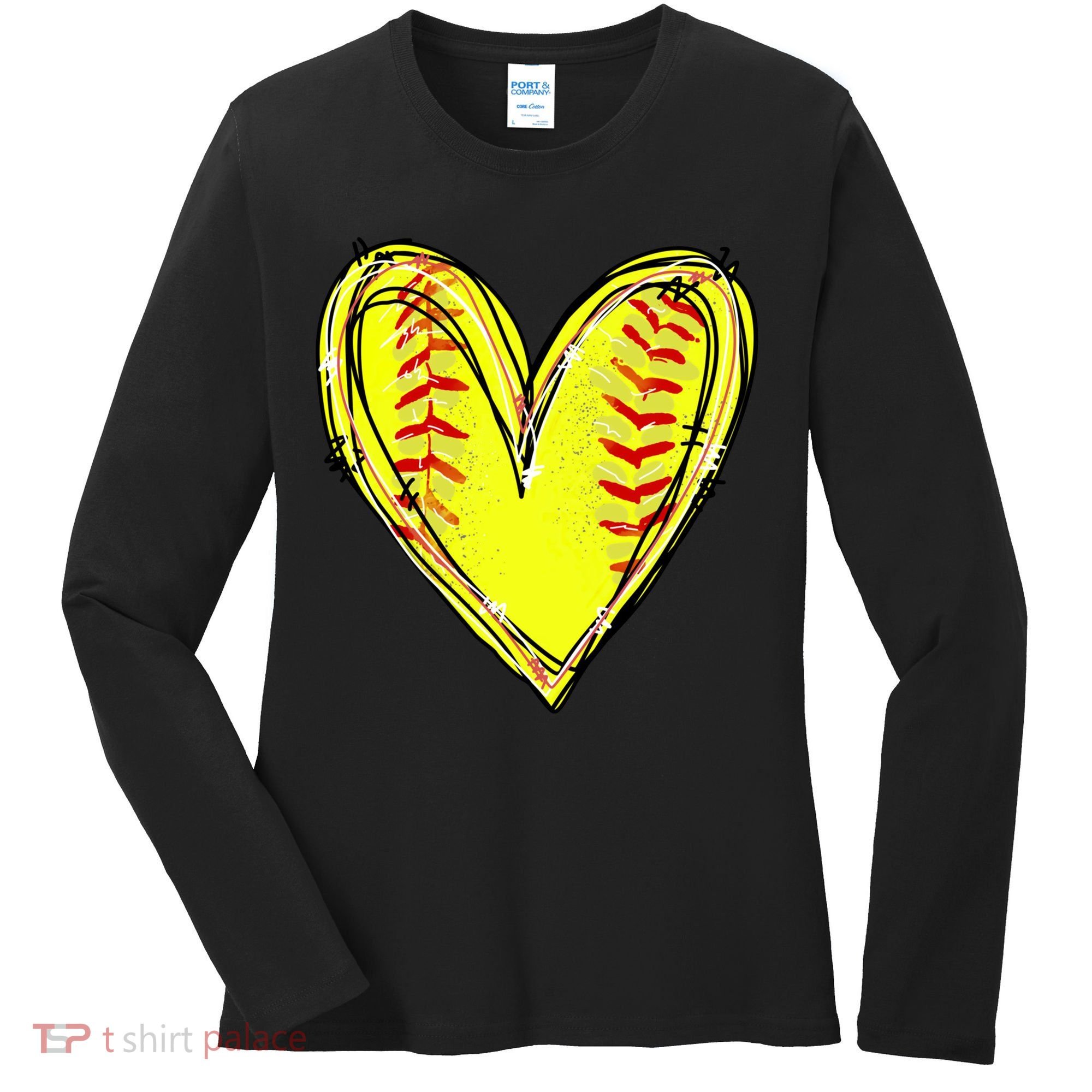 Softball Game Softball Heart Day Softball Lovers Women's Long Sleeve Shirt