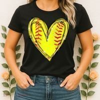 Softball Game Softball Heart Day Softball Lovers Women's T-Shirt thumb 2
