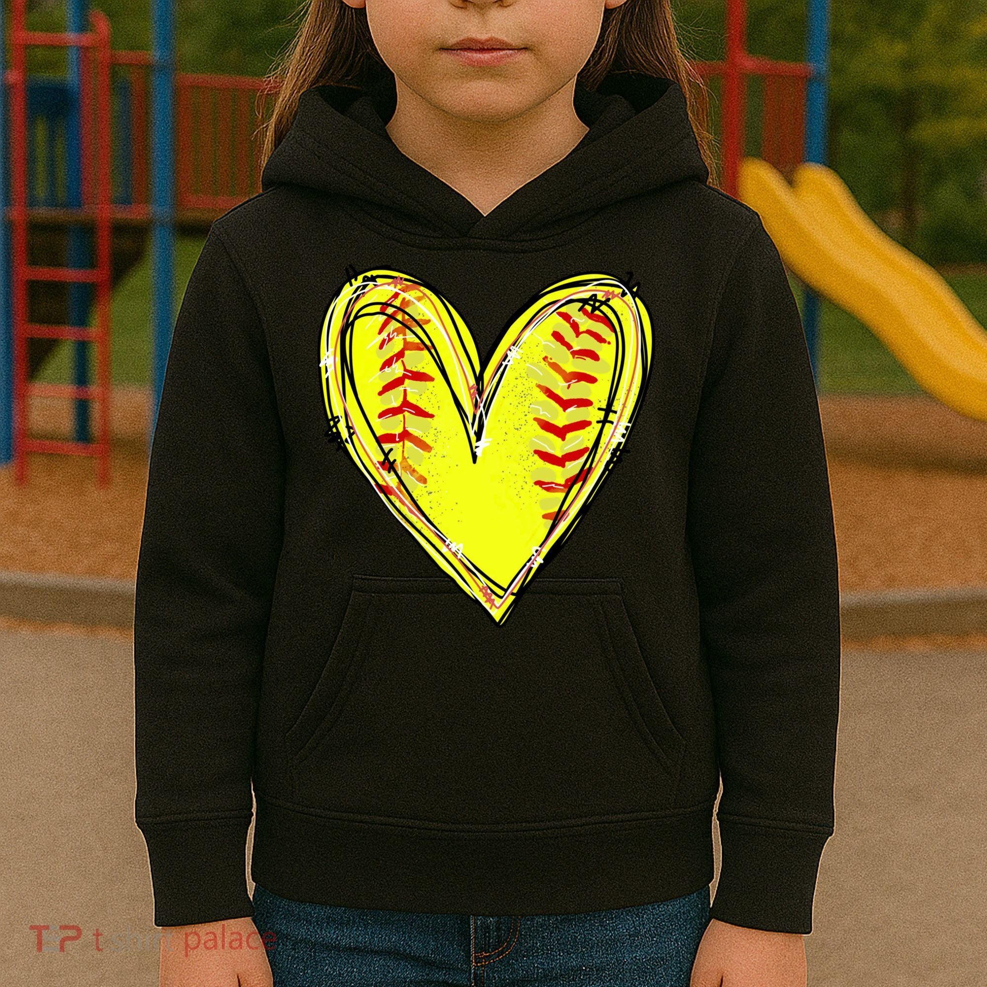 Softball Game Softball Heart Day Softball Lovers Kids Hoodie