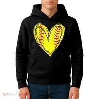 Softball Game Softball Heart Day Softball Lovers Kids Hoodie thumb 4