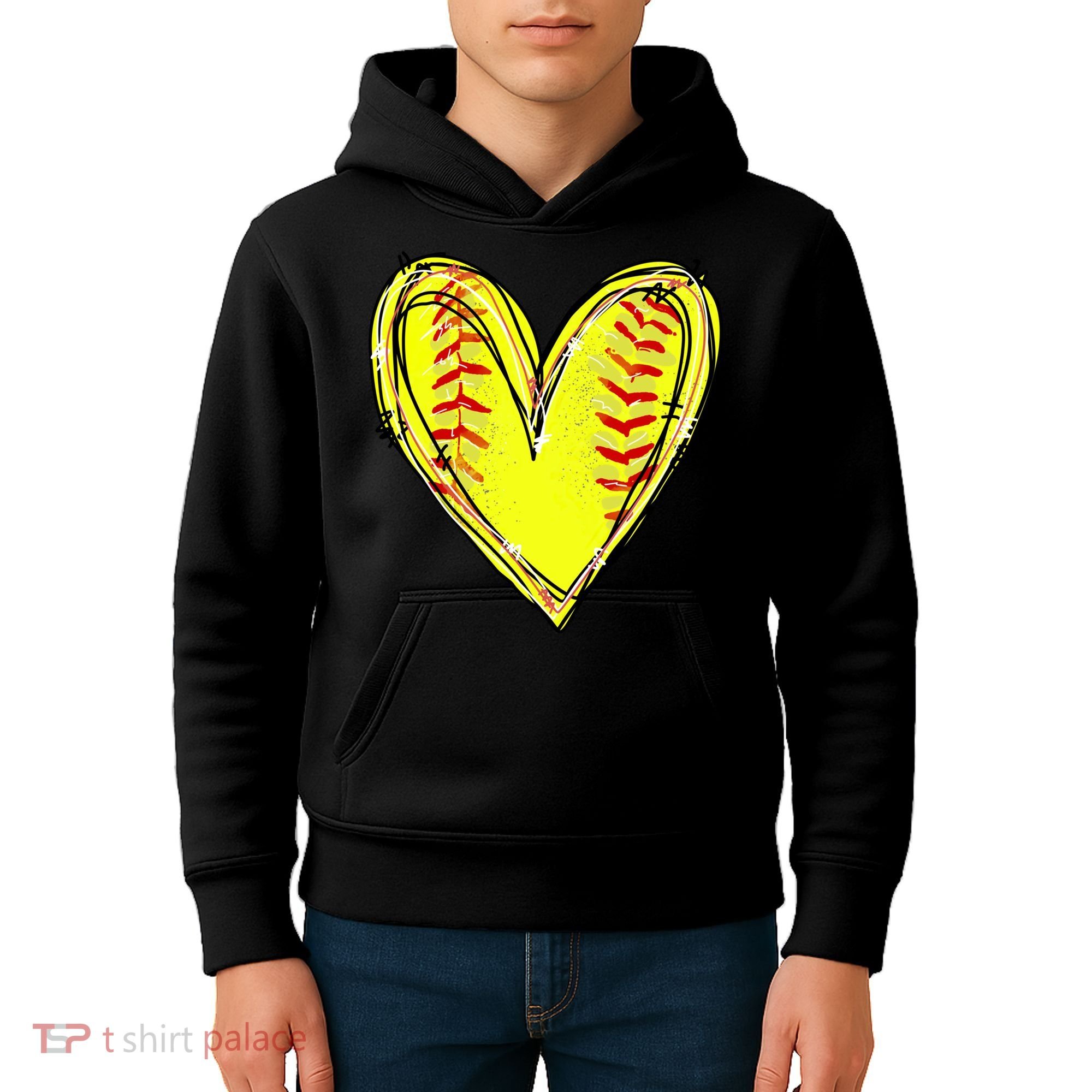 Softball Game Softball Heart Day Softball Lovers Kids Hoodie