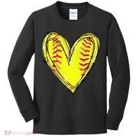 Softball Game Softball Heart Day Softball Lovers Kids Long Sleeve Shirt thumb 0