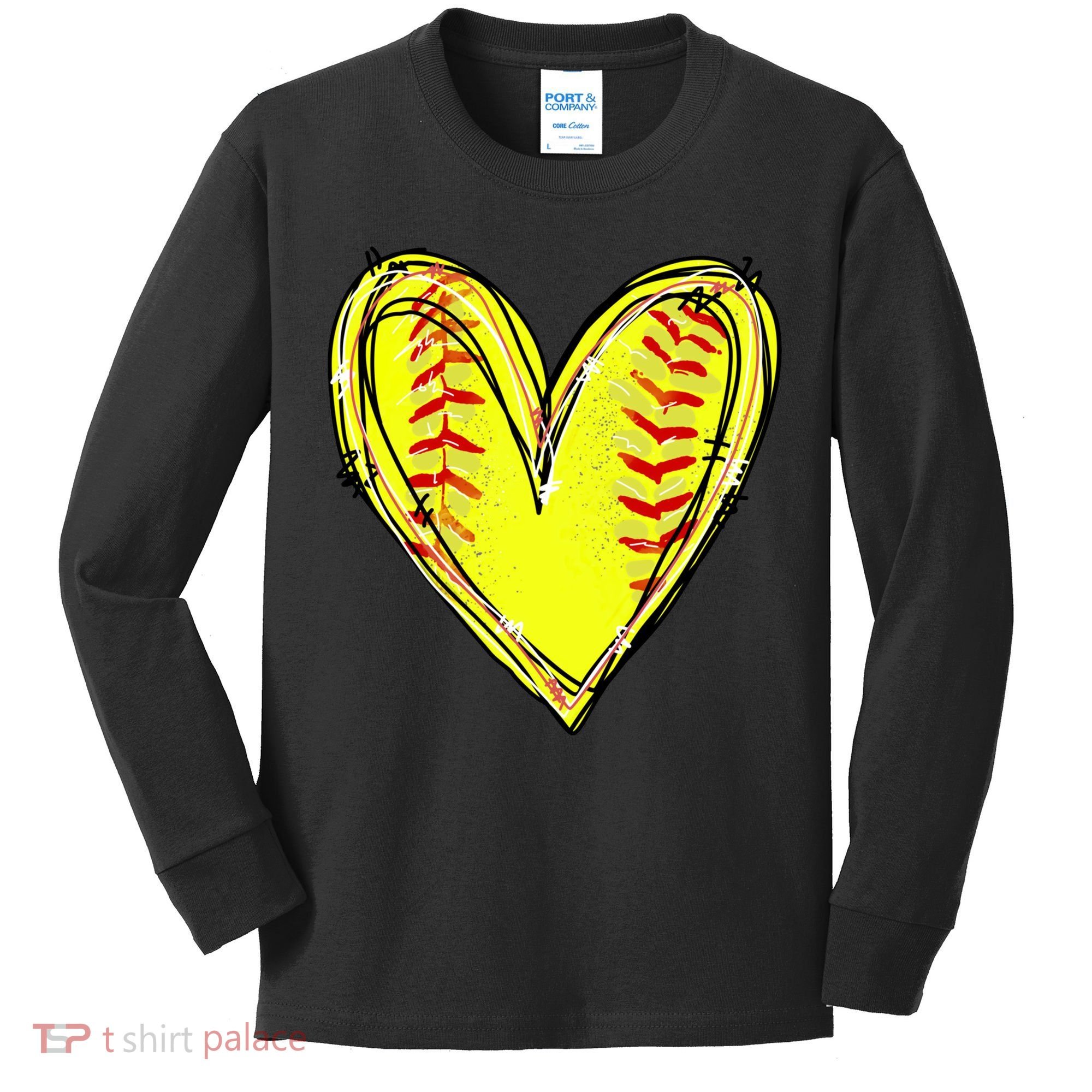 Softball Game Softball Heart Day Softball Lovers Kids Long Sleeve Shirt